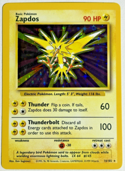 Pokemon TCG Zapdos Rare Holo Card #16/102 Base Set - Image 1