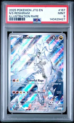 2025 Pokemon Journey Together N's Reshiram Illustration Rare #167 PSA 9 MINT - Image 1