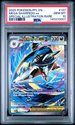 2025 POKEMON PHANTASMAL FLAMES SPECIAL ILLUSTRATION RARE MEGA SHARPEDO EX PSA 10 - Image 1