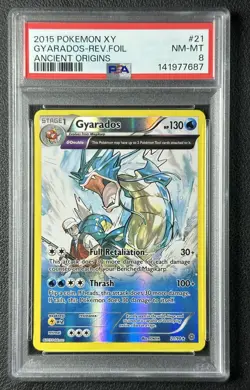 GYARADOS PSA 8 2015 POKEMON XY ANCIENT ORIGINS #21/98 REVERSE HOLO 7687 - Image 1
