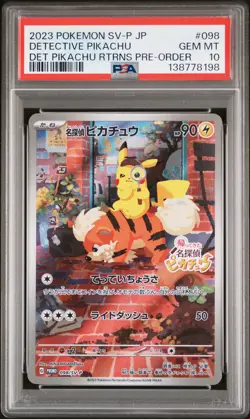 2023 POKEMON JAPANESE SV-P PROMO #098 DETECTIVE PIKACHU PSA 10 - Image 1