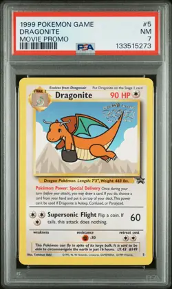 1999 POKEMON GAME MOVIE PROMO #5 DRAGONITE PSA 7 - Image 1