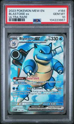 2023 POKEMON MEW EN-151 ULTRA RARE #184 BLASTOISE EX PSA 10 - Image 1