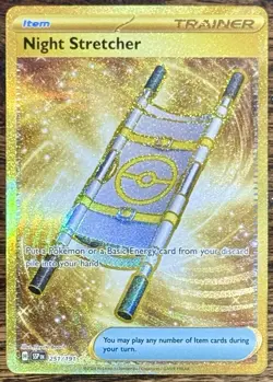 POKEMON TCG SURGING SPARKS NIGHT STRETCHER GOLD HYPER-RARE HOLO 251/191 NM+ - Image 1