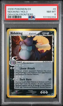 2006 POKEMON EX DRAGON FRONTIERS #6 NIDOKING-HOLO PSA 8 - Image 1