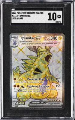 2023 POKEMON OBSIDIAN FLAMES ULTRA RARE #211/197 TYRANITAR SGC 10 GM - Image 1