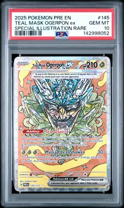 2025 POKEMON PRE EN-PRISMATIC EVOLUTIONS #145 TEAL MASK OGERPON EX PSA 10 - Image 1