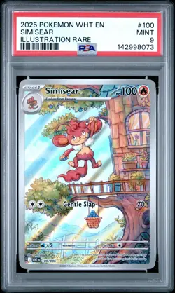 2025 POKEMON WHT EN-WHITE FLARE ILLUSTRATION RARE #100 SIMISEAR PSA 9 - Image 1