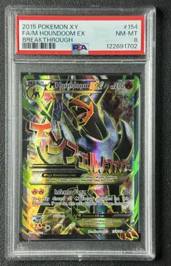 MEGA HOUNDOOM FA PSA 8 2015 POKEMON XY BREAKTHROUGH #154/162 FULL ART 702 - Image 1