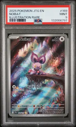2025 POKEMON JTG EN-JOURNEY TOGETHER ILLUSTRATION RARE #169 NOIBAT PSA 9 - Image 1