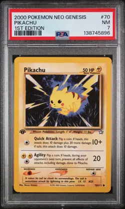 2000 POKEMON NEO GENESIS 1ST EDITION #70 PIKACHU PSA 7 - Image 1