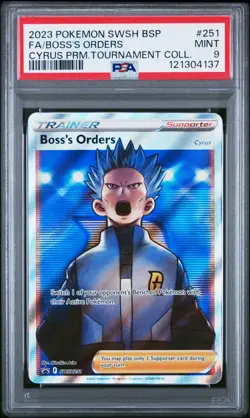 2023 POKEMON SWSH BLACK STAR PROMO #251 FULL ART/BOSS'S ORDERS PSA 9 - Image 1