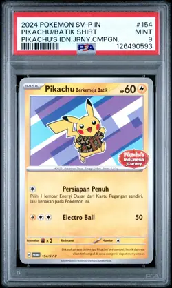 2024 POKEMON INDONESIAN JOURNEY CAMPAIGN #154 PIKACHU IN BATIK SHIRT PSA 9 - Image 1