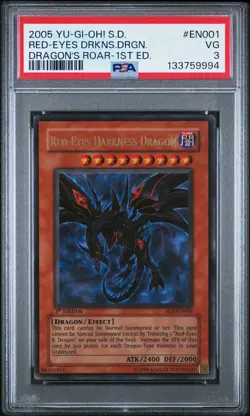 2005 YU-GI-OH! STRUCTURE DECK DRAGON'S ROAR RED-EYES DARKNESS DRAGON PSA 3 - Image 1