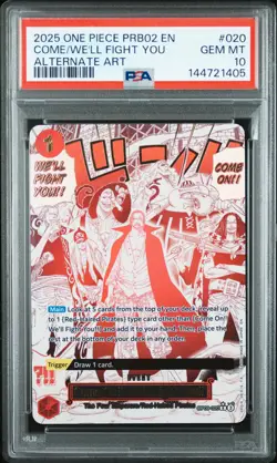 2025 ONE PIECE PRB02 ENGLISH ALT ART #020 COME ON! WE'LL FIGHT YOU!! PSA 10 - Image 1