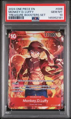 2024 ONE PIECE PROMOS TREASURE BOOSTERS SET #006 MONKEY D. LUFFY PSA 10 - Image 1