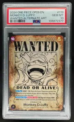 2024 One Piece Monkey.D.Luffy Wanted Poster Alternate Art #OP05-119 PSA 10 - Image 1
