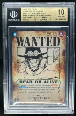 2025 One Piece Portgas.D.Ace Wanted Poster SP Error On Play #Op13-119 BGS 10 - Image 1