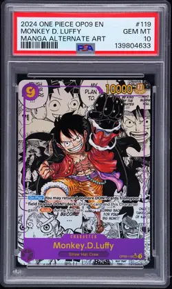 2024 ONE PIECE MANGA ALTERNATE ART OP09-119 MONKEY D. LUFFY PSA 10 - Image 1