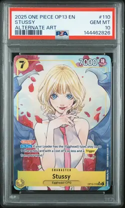2025 ONE PIECE OP13-CARRYING ON HIS WILL ALTERNATE ART #110 STUSSY PSA 10 - Image 1