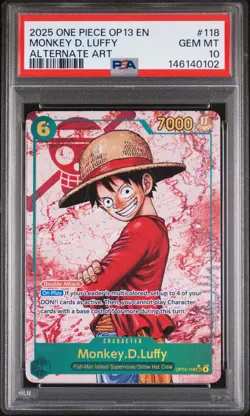 2025 ONE PIECE OP13-CARRYING ON HIS WILL ALTERNATE ART MONKEY D. LUFFY PSA 10 - Image 1