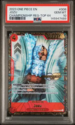 2023 ONE PIECE PROMOS CHAMP REGIONAL-TOP 64 #008 JOZU PSA 10 - Image 1