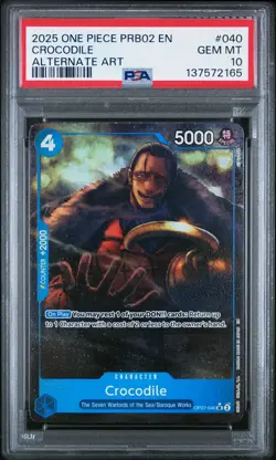 2025 ONE PIECE PRB02-PREMIUM BOOSTER ALTERNATE ART #040 CROCODILE PSA 10 - Image 1