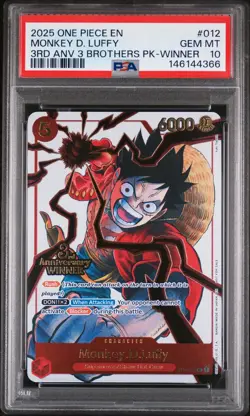 2025 ONE PIECE 3RD ANV TOURNAMENT 3 BROTHERS PACK WINNER MONKEY D. LUFFY PSA 10 - Image 1