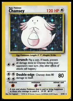Chansey 003/102 Base Set Holo Rare Pokemon Card Vintage WOTC | LP - Image 1