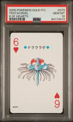 Pokemon Gold Poker Playing Card Tentacruel 6 of Hearts #073 PSA 10 Gem Mint - Image 1