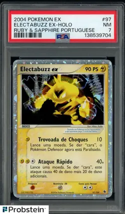 2004 Pokemon EX Ruby & Sapphire Portuguese #97 Electabuzz EX Holo PSA 7 - Image 1