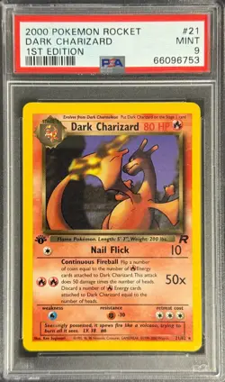 POKEMON 2000 DARK CHARIZARD 1ST EDITION ROCKET #21 PSA 9 - Image 1