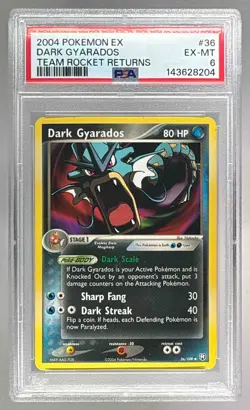 143628204 Dark Gyarados 2004 Pokemon EX Team Rocket Returns #36 PSA 6 - Image 1