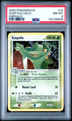 PSA 8 NM-MT 2005 POKEMON EX EMERALD #10 SCEPTILE Holo Rare - Image 1