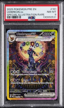 2025 POKEMON PRE EN-PRISMATIC EVOLUTIONS #161 UMBREON EX PSA 8 - Image 1