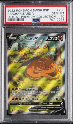 2022 POKEMON SWSH BLACK STAR PROMO #260 FULL ART/CHARIZARD V PSA 10 - Image 1