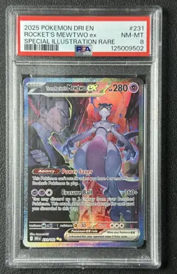 TEAM ROCKET'S MEWTWO EX PSA 8 2025 POKEMON DESTINED RIVALS #231/182 SIR 502 - Image 1