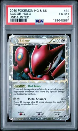 2010 POKEMON HEARTGOLD & SOULSILVER UNDAUNTED #84 SCIZOR-HOLO PSA 6 - Image 1
