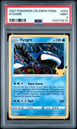 2021 POKEMON CELEBRATIONS #003 KYOGRE PSA 9 - Image 1