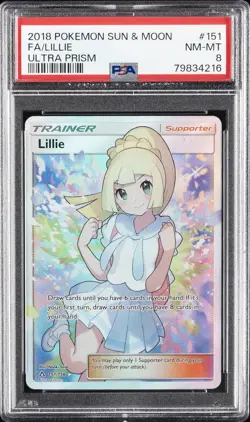 2018 POKEMON SUN & MOON ULTRA PRISM #151 FULL ART/LILLIE PSA 8 - Image 1