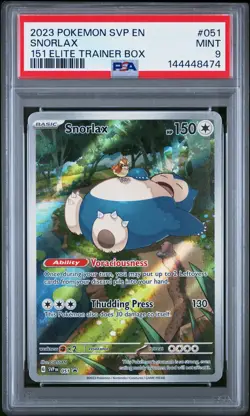 2023 POKEMON SVP EN-SV BLACK STAR PROMO 151 ELITE TRAINER BOX #051 SNORLAX PSA 9 - Image 1