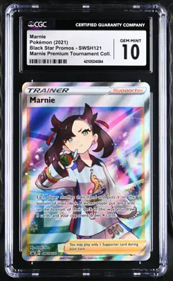 Pokemon 2021 Marnie Prem.Tour.Coll. Black Star Promos SWSH121 CGC 10 - Image 1