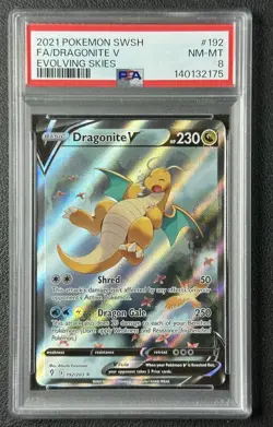 DRAGONITE V PSA 8 2021 POKEMON SWORD & SHIELD EVOLVING SKIES #192/203 FA 175 - Image 1
