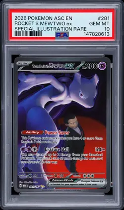 2026 POKEMON ASC SPECIAL ILLUSTRATION RARE #281 TEAM ROCKET'S MEWTWO EX PSA 10 - Image 1