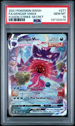 2021 POKEMON SWORD & SHIELD FUSION STRIKE SECRET FULL ART/GENGAR VMAX PSA 10 - Image 1