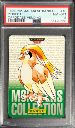 Pokemon Pidgeot 1996 JPN Bandai Carddass Vending #18 PSA 8 - Image 1