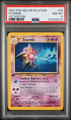 2001 POKEMON NEO REVELATION 1ST ED #25 STARMIE PSA 8 - Image 1