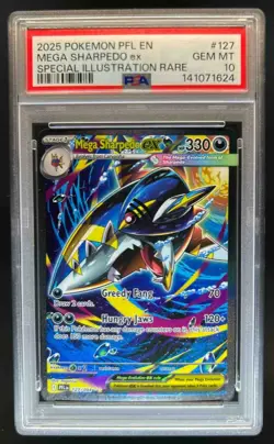 2025 Pokemon Mega Sharpedo ex Special Illustration Rare #127/094 PSA 10 - Image 1