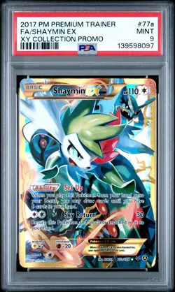 2017 POKEMON PREM TRAINER XY COLL PROMO #77A FULL ART/SHAYMIN EX PSA 9 - Image 1