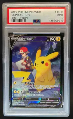 2022 Pokemon SWSH Lost Origin Pikachu V Trainer Gallery #TG16/TG30 PSA 9 - Image 1